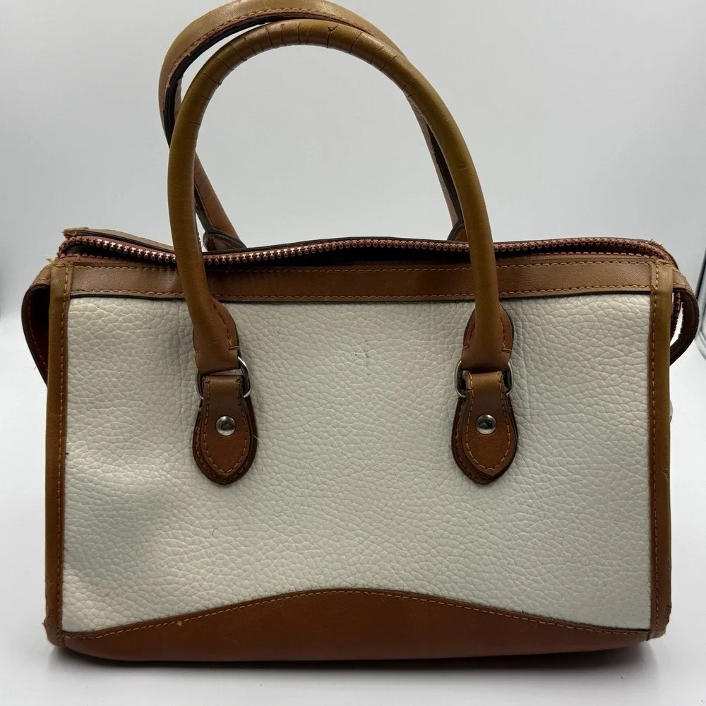 Vintage Dooney Bourke Bone Cream Brown Doctor Bag Satchel Leather 80s‎ 90s